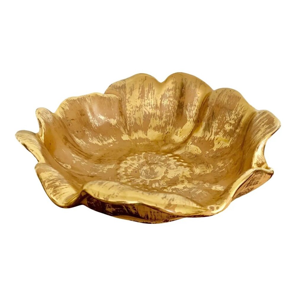 Vintage Stangl Hand Painted Gilt Ceramic Flower Shaped Bowl